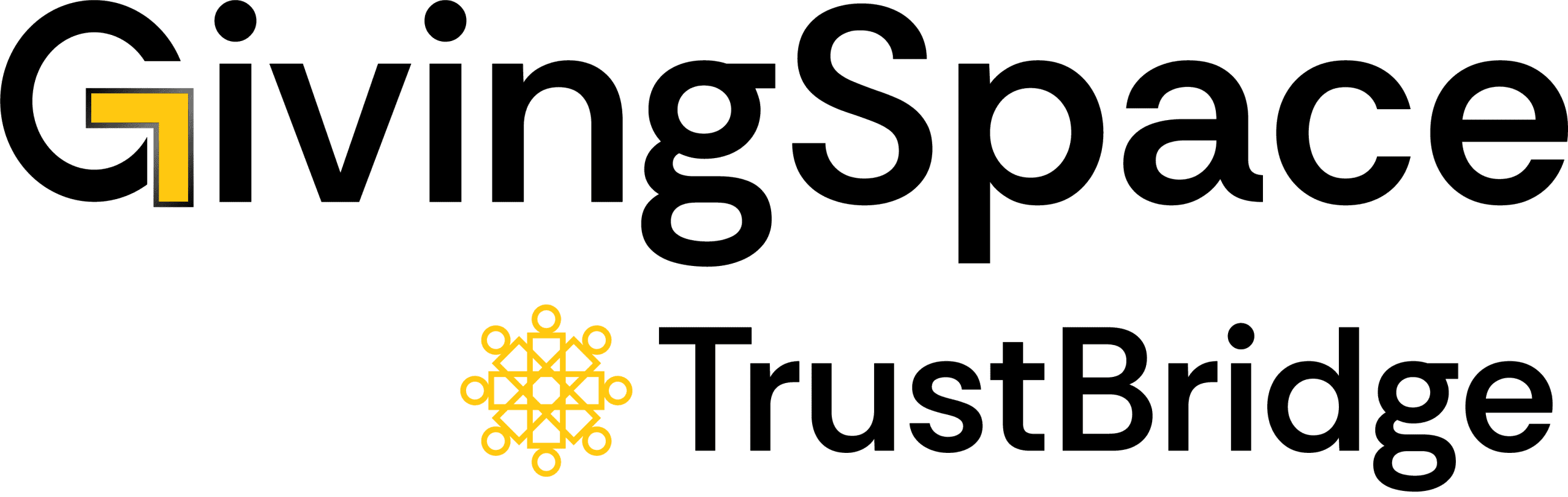 GivingSpace TrustBridge logo with G in GivingSpace stylised in yellow and black, and a yellow geometric pattern to the left of the word TrustBridge. GivingSpace TrustBridge logo with G in GivingSpace stylised in yellow and black, and a yellow geometric pattern to the left of the word TrustBridge.
